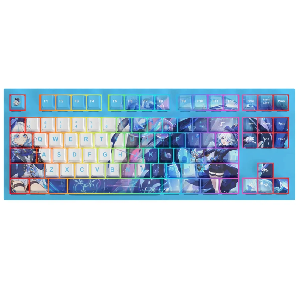 Genshin Impacto Caps Teclado Mecânico Keycap Anime Cartoon Furina Papel Cherry Keycaps Perfil Personalidade 125 Chaves - Imagem 4