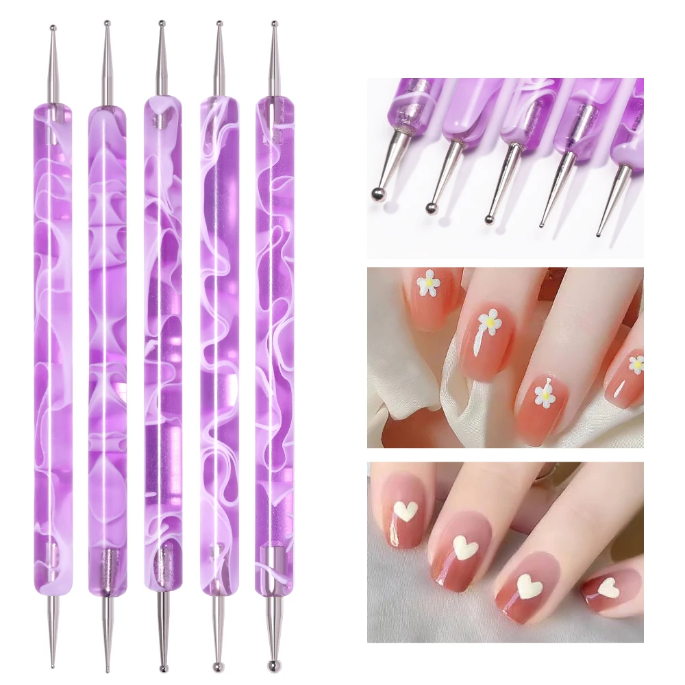 LULAA 5PCS Dotting Tools Nail Art Tools for Painting Acrylic Nail Art Pen Dot Paint Manicure Kit Manicure Tools DIY Polish Kit 3