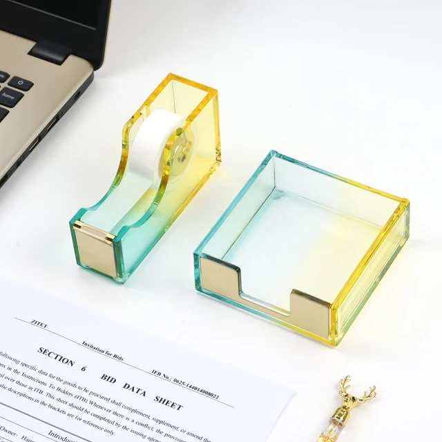 Transparent Desktop Accessories Acrylic Gold Office Supplies Stationary  Desk Set