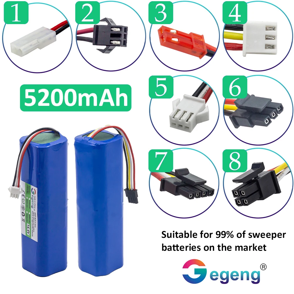 

GEGENG 14.4V/14.8V 5200mAh Li-ion Battery For ROEMO SYB2 Eufy RoboVac L10 L70 S5 MAX S6 M7, M71Robotic Vacuum Cleaner Battery