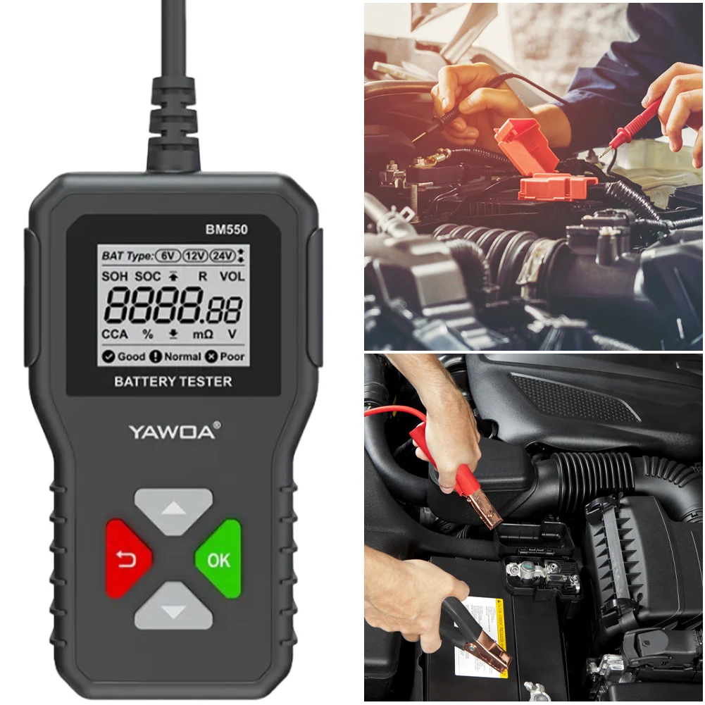 BM550 자동차 배터리 테스터 LCD 디스플레이, 자동차 배터리 건강 검사 도..