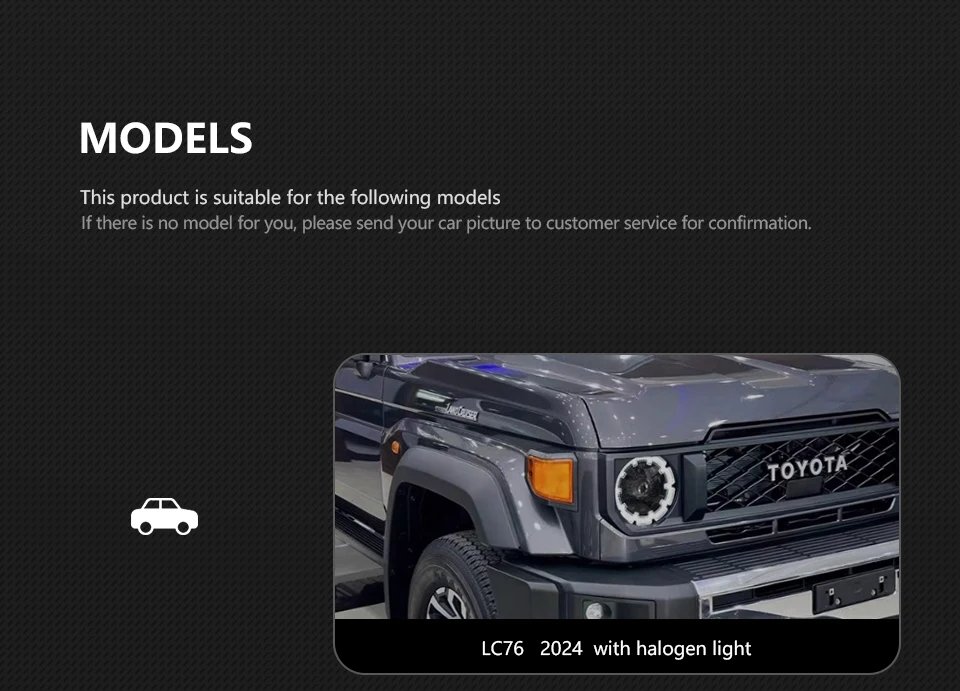 مصباح أمامي لتويوتا لاند كروزر LC76 ، إشارة انعطاف DRL ،