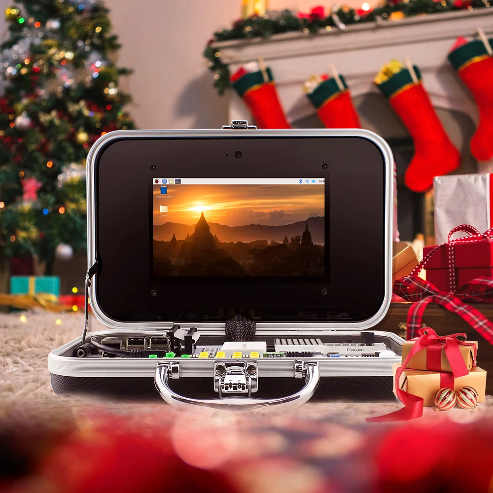 CrowPi 라즈베리 파이 교육 키트, 컴팩트 7 인치 HD 터치스크린 LCD 디스플레이, 카메라 포함, 전자 학습, 파이썬 코스