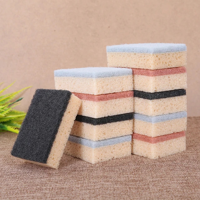 10pcs Household Dish Cleaning Sponges Colored Sponge Scouring Pad Kitchen  Tool