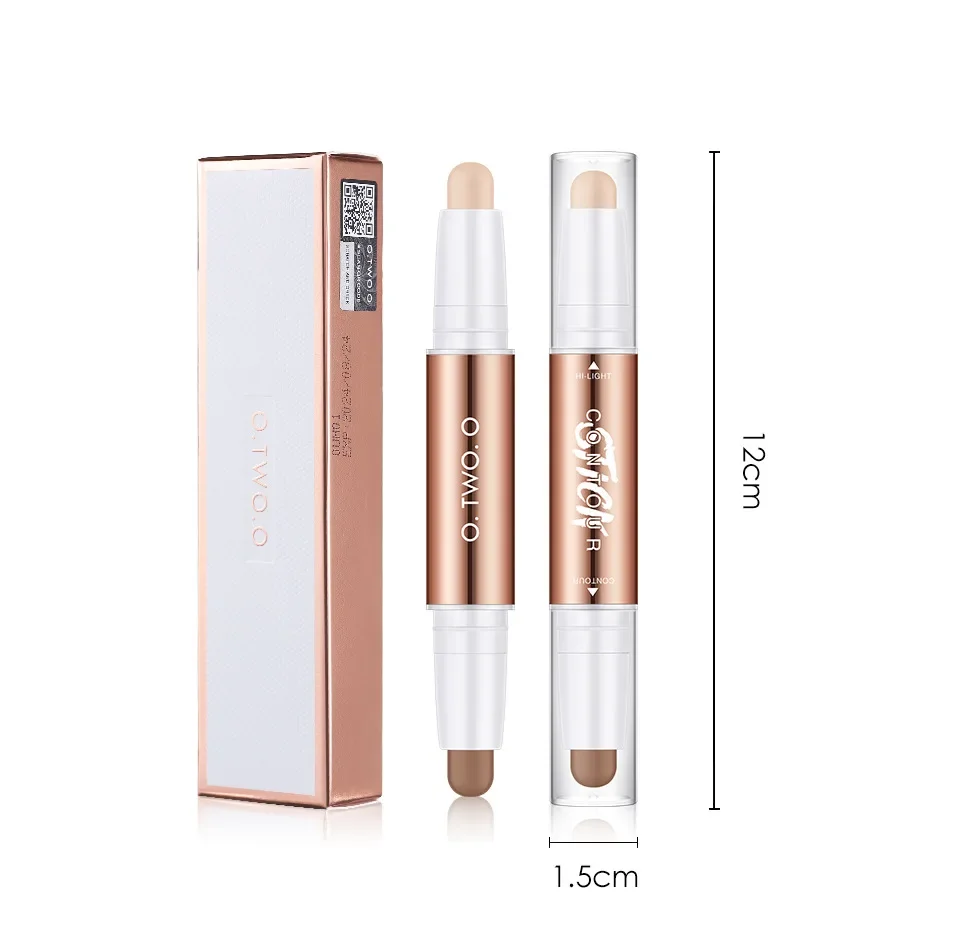 O.TWO.O Contour Stick Double Heads Contour Waterproof Matte Finish Highlighters Clavicle Shadow Pen Face 3D Highlight Concealer 5