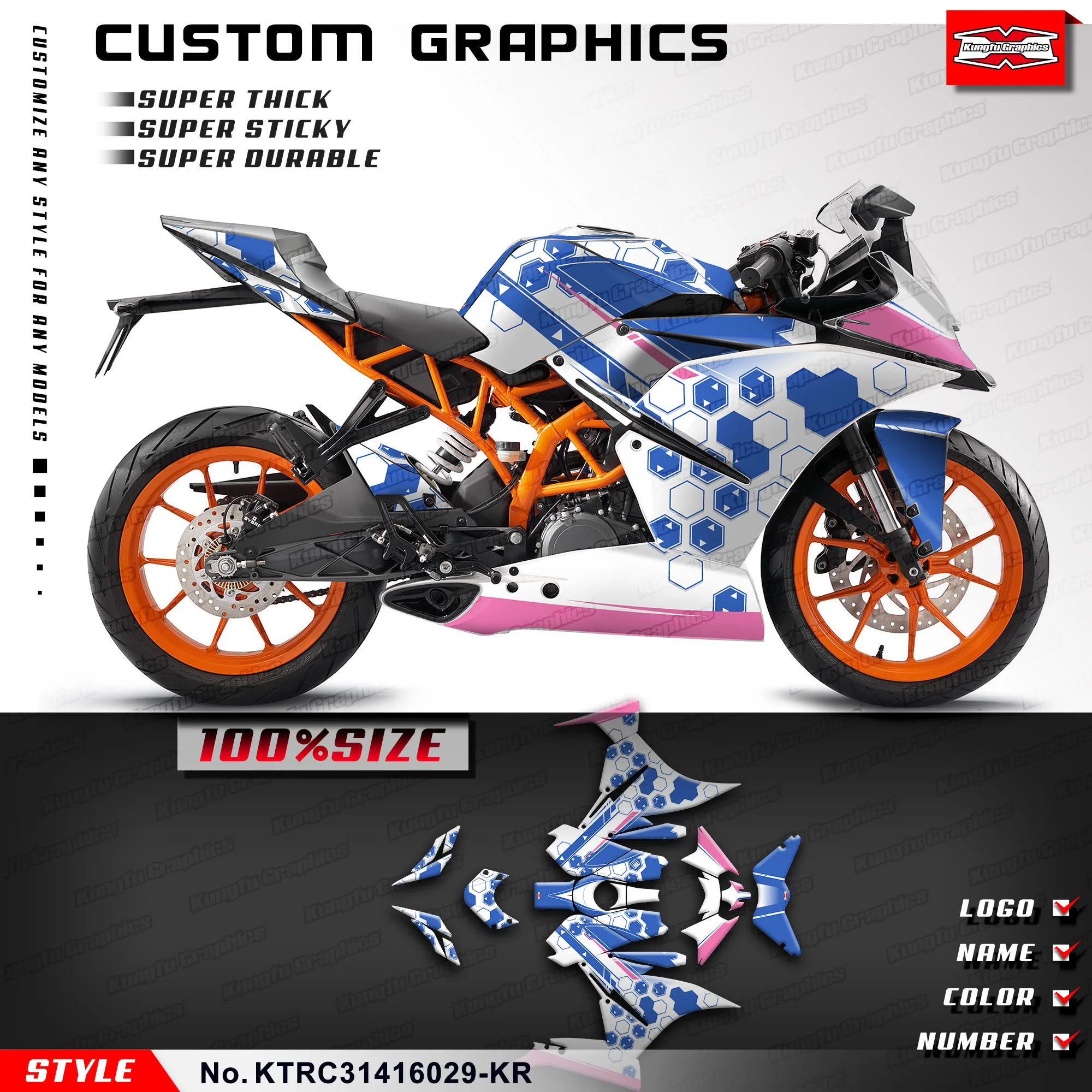 

KUNGFU, графическая команда, наклейки, виниловые наклейки, комплект для KTM RC 390, 125, 200, 250, 2014, 2015, 2016, серый, фотообои