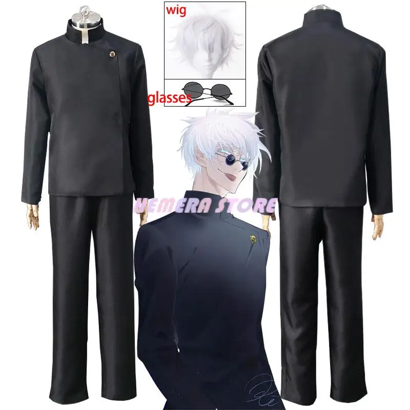 

Anime Jujutsu Kaisen Gojo Satoru Cosplay Costume Glasses High School Uniform Wig Suit Halloween Costume Men Adult