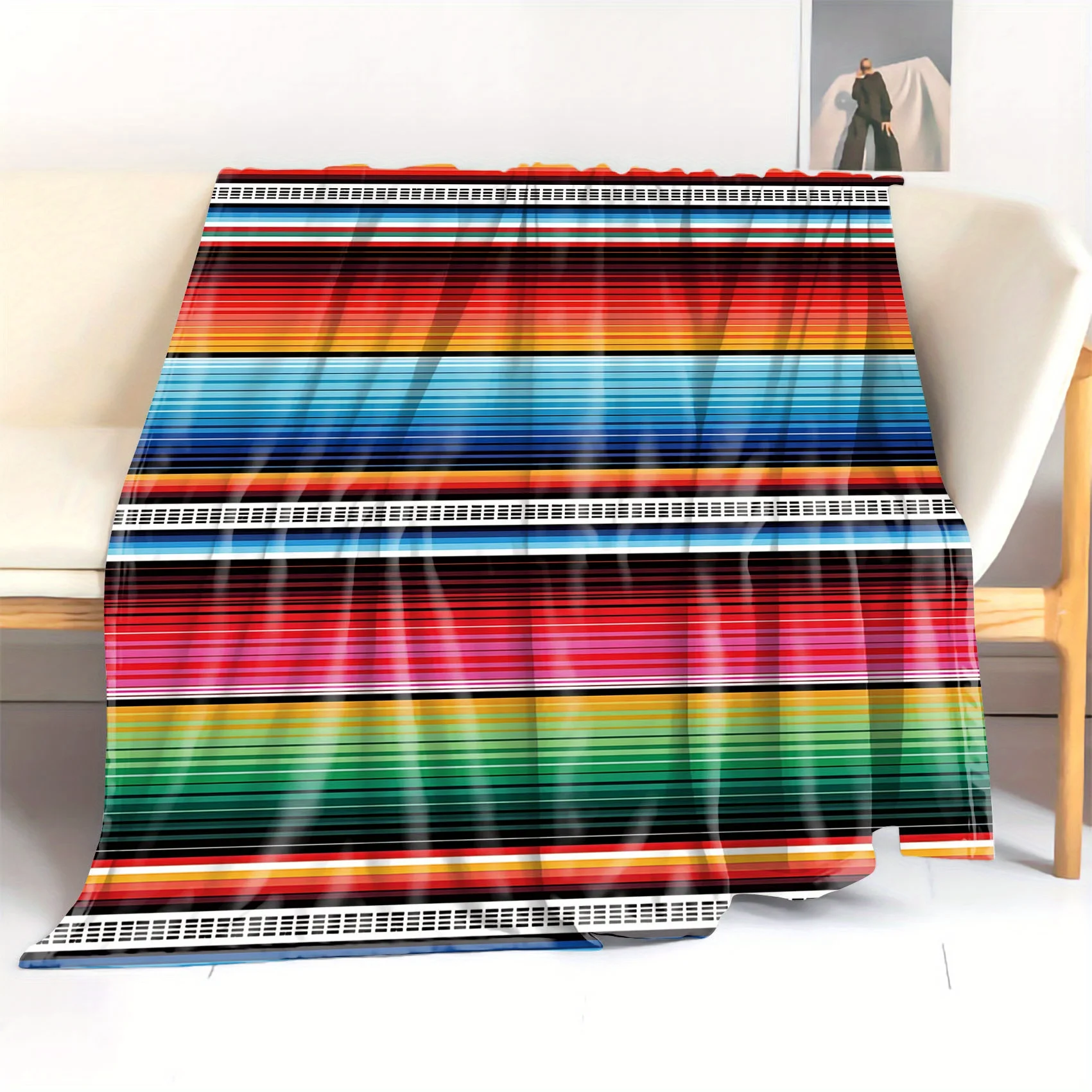 Soft & Cozy Colorful Striped Flannel Throw Blanket - Perfect For Bed ...