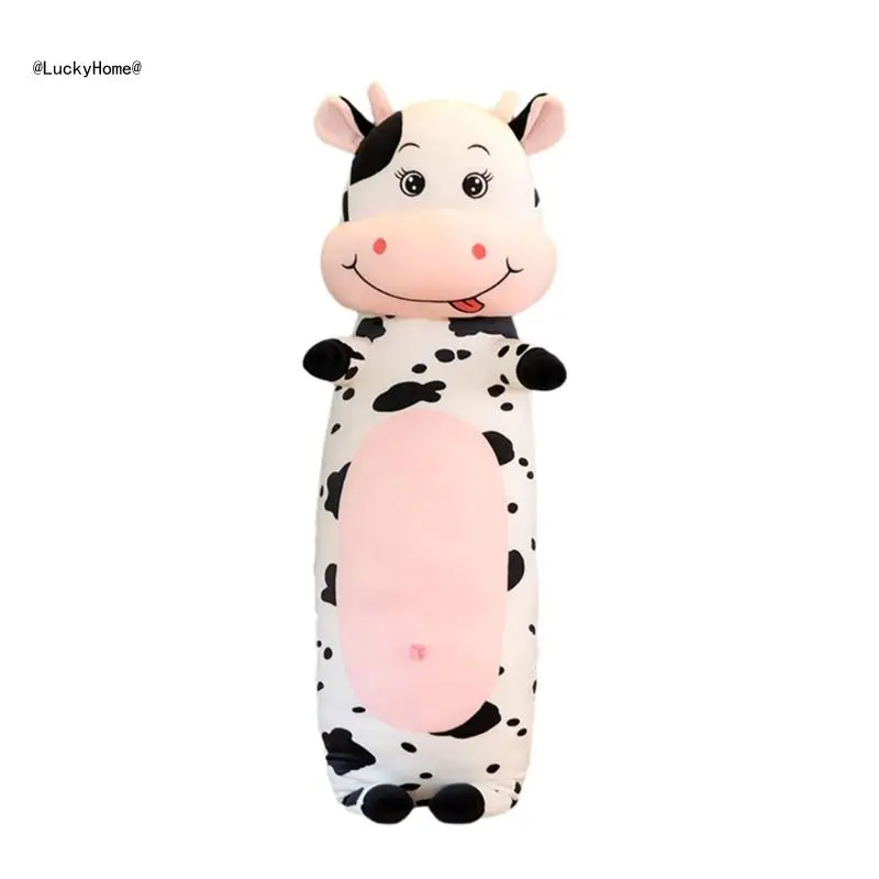 

Long Cow Plushie Pillow Soft Stuffed Animal Toy for Sleeping and Hugging Soft 11UA