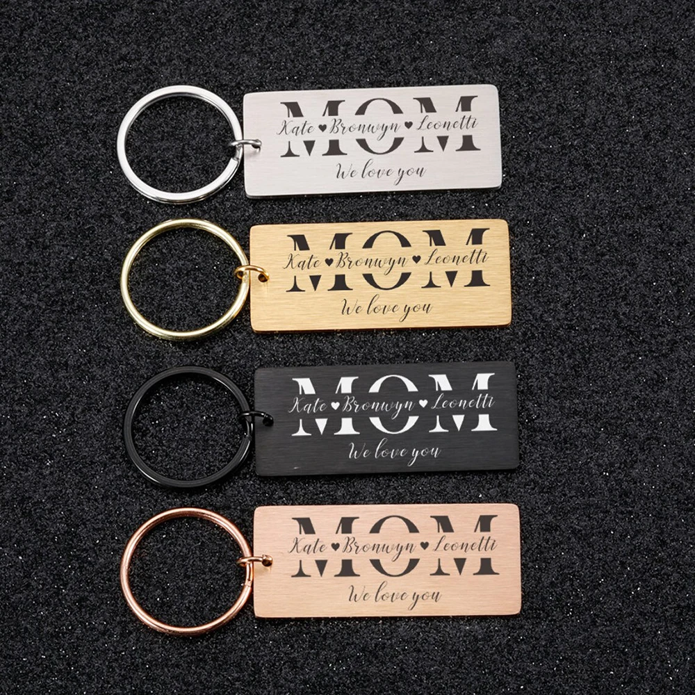 

Mom Keychain With Kid Name, Kids Personalized Gift For Mom, Mother's Day Gift, Custom Name Keychain, Exquisite And Simple
