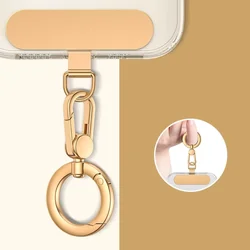 Metal Phone Lanyard Gasket with Rotatable Buckle - Steel Clip Card Cord Tab - Metal (Gold)
