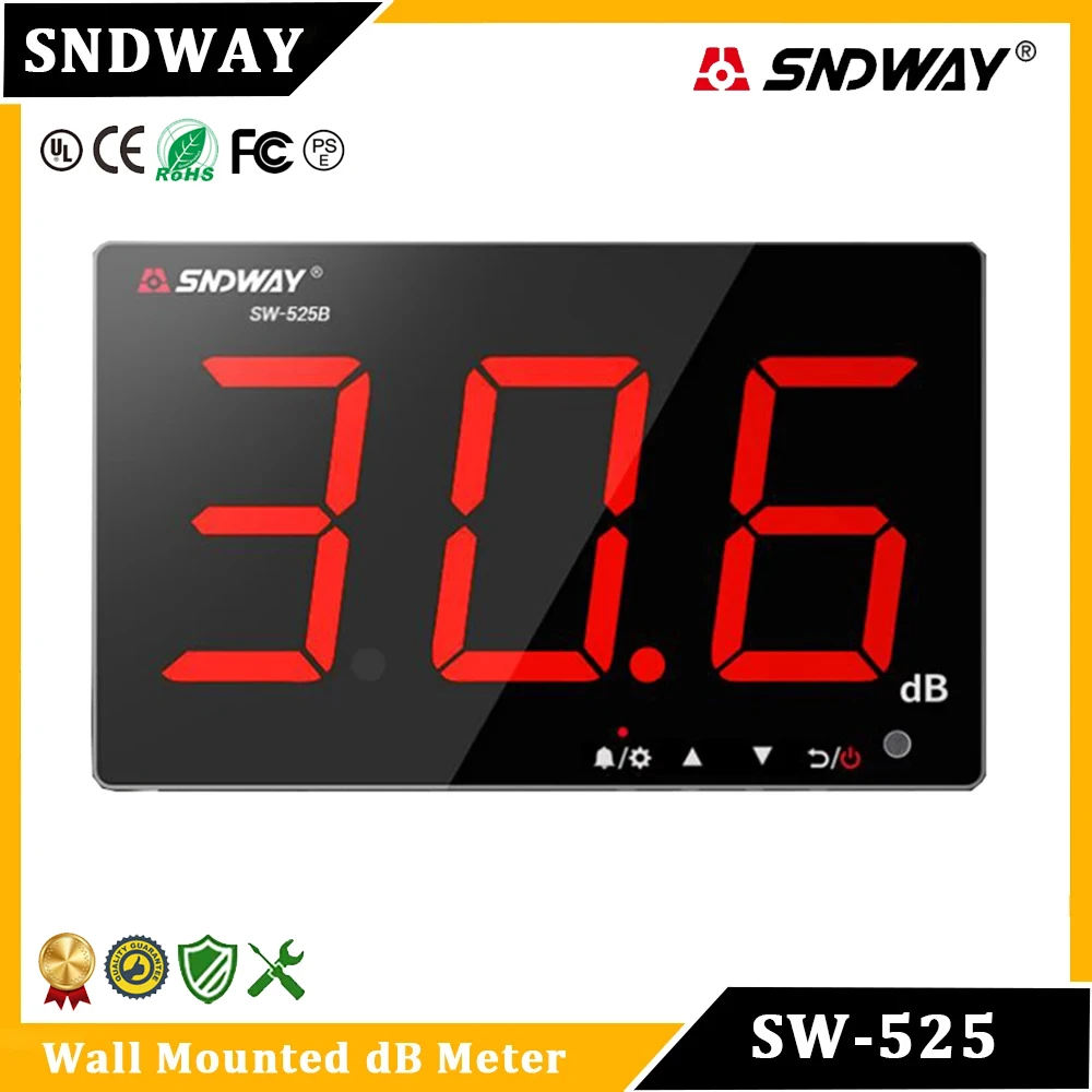Sound Level Meter Digital Noise Meter SNDWAY SW-525 30-130dB Digital Sound Level Meter Wall Mounted Noise Decibel Meter