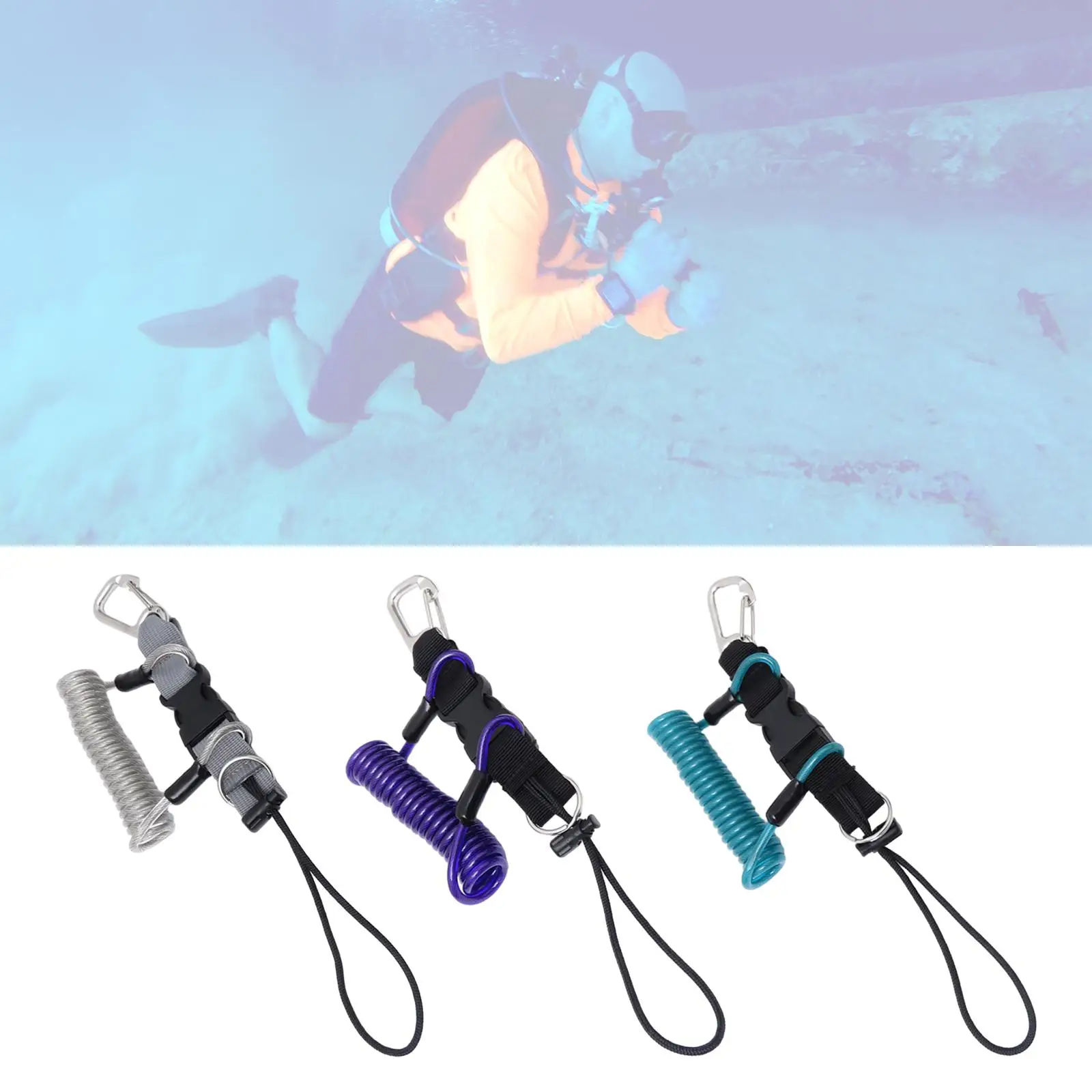

Diving Coil Lanyard Spring Coiled Camera Lanyard Metal Wrist Lanyard Heavy Duty Leash Safety Rope for Underwater Photography