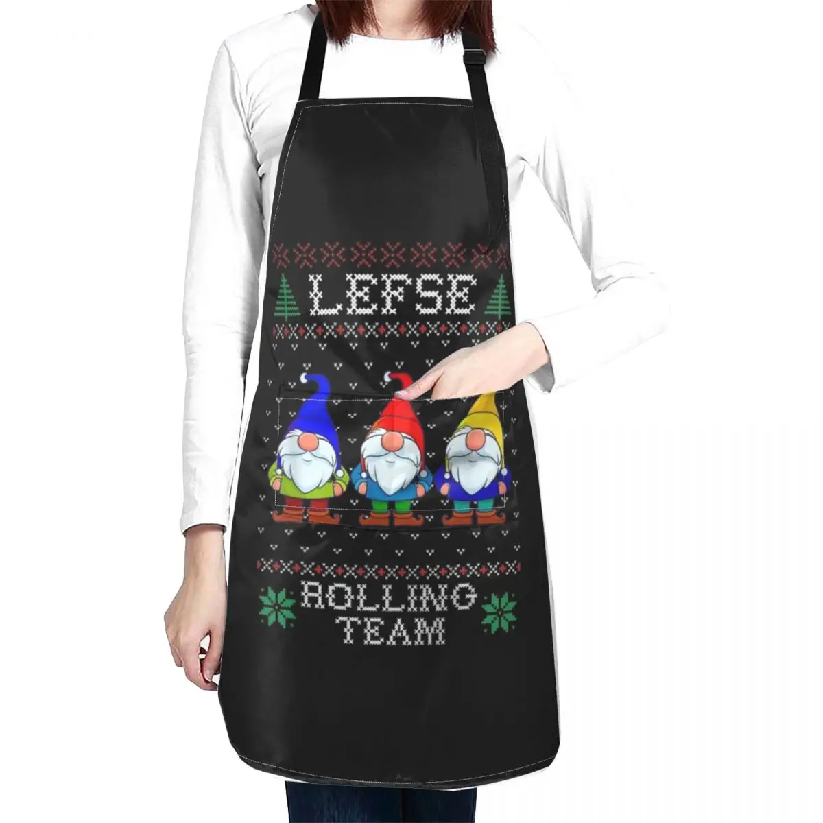 

Lefse Rolling Team, Christmas Baking Tomte Gnome Xmas Apron Women's Home Clothes Waiter Uniforms for kitchen useful