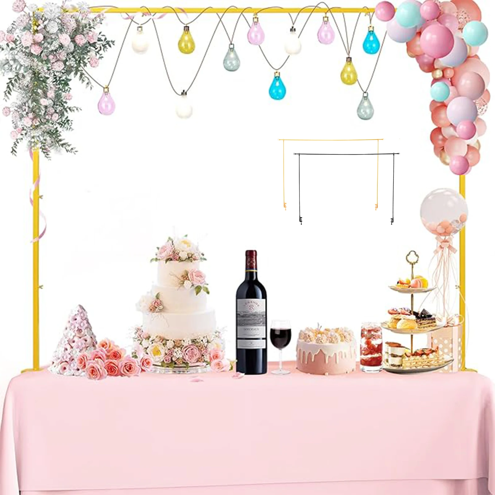Über dem Tisch, Stangenständer, verstellbarer Ballonbogenständer, Blumentischbogen, geeignet für Geburtstagsfeier, Hochzeit, Halloween, Weihnachtsdeko