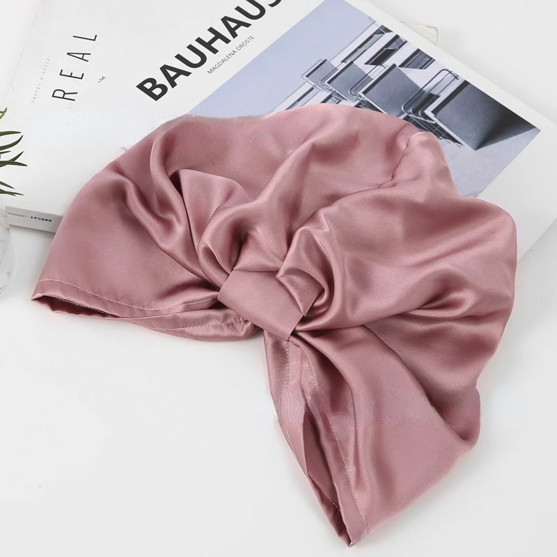 Pure Silk Hair Bonnets Women Sleeping Hair Cap Designer Silk Night Cap 100 Mulberry Silk Beanie for Hair Care Protect Head Wraps 4