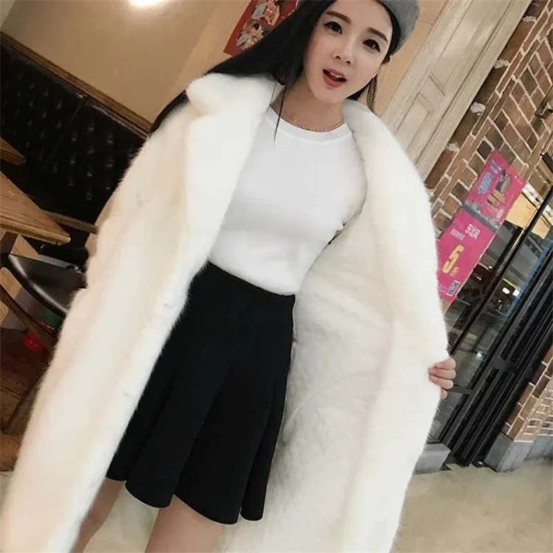 

New Faux Fur Overcoat Women Winter Coat Female Mid-length Outcoat Imitation Mink Velvet Thickening Korean Loose Coat