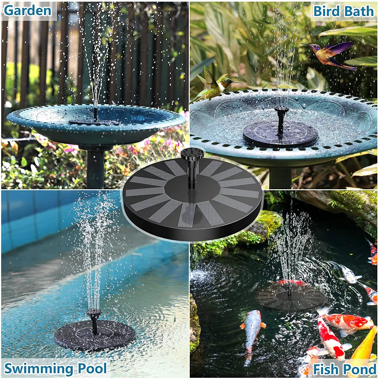 Fuente de agua Solar para piscina, estanque, cascada, decoración de jardín,  baño de pájaros al aire libre, bomba de agua flotante alimentada por  energía Solar - AliExpress, image size:1500x1500