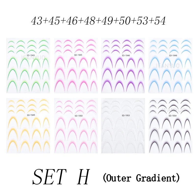 Gradient French Line Manicure Nail Art Stickers - Self-Adhesive Decals