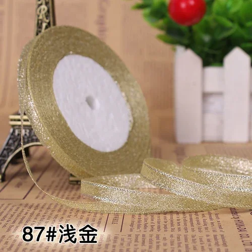 Multicolor Silk Satin Organza Glitter Ribbon for Elegant Decorations - 25 Yards