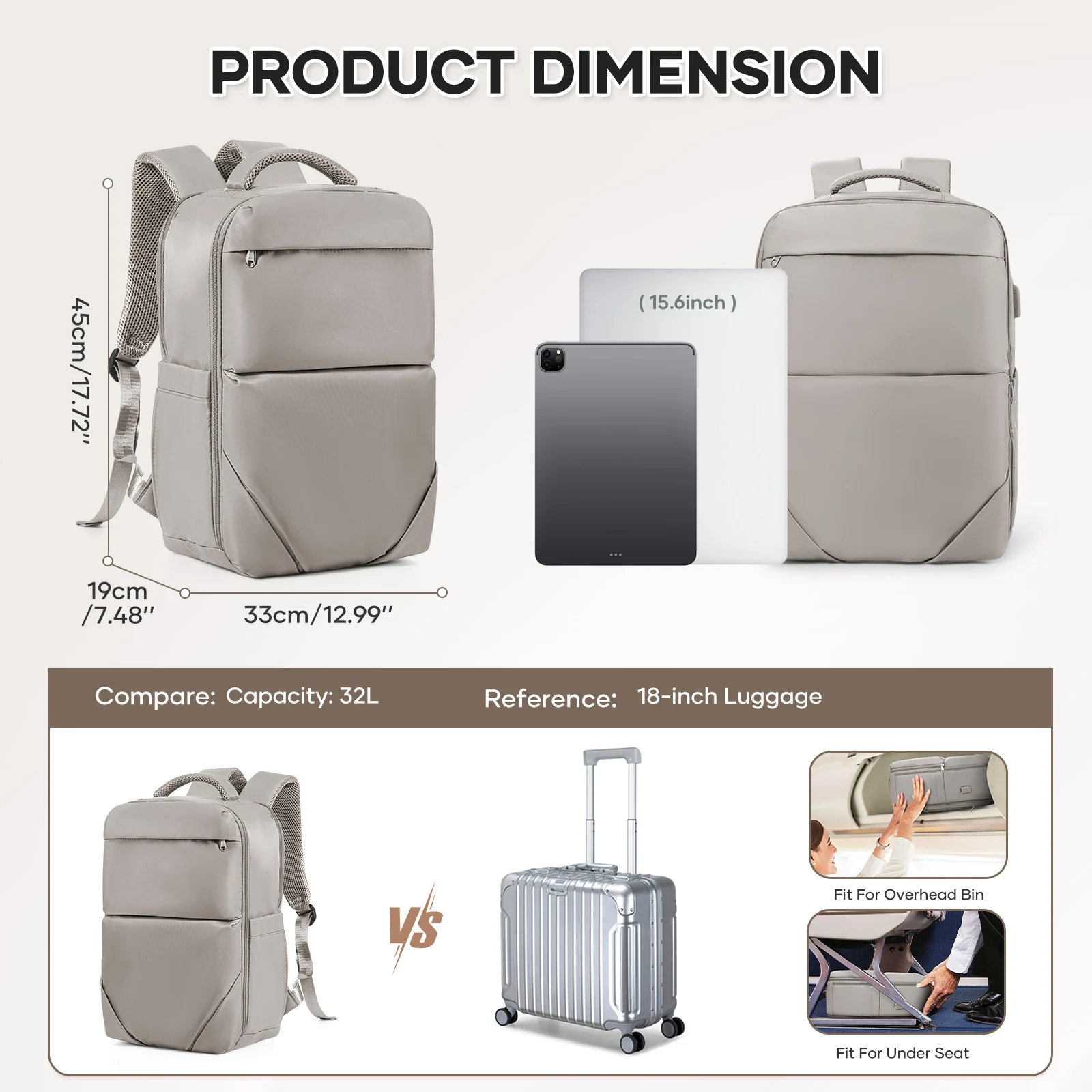 Large Capacity Hiking Backpack with Vacuum Compression Compartment, Durable Nylon, Ideal for Women Travel Backpack, Air Backpack