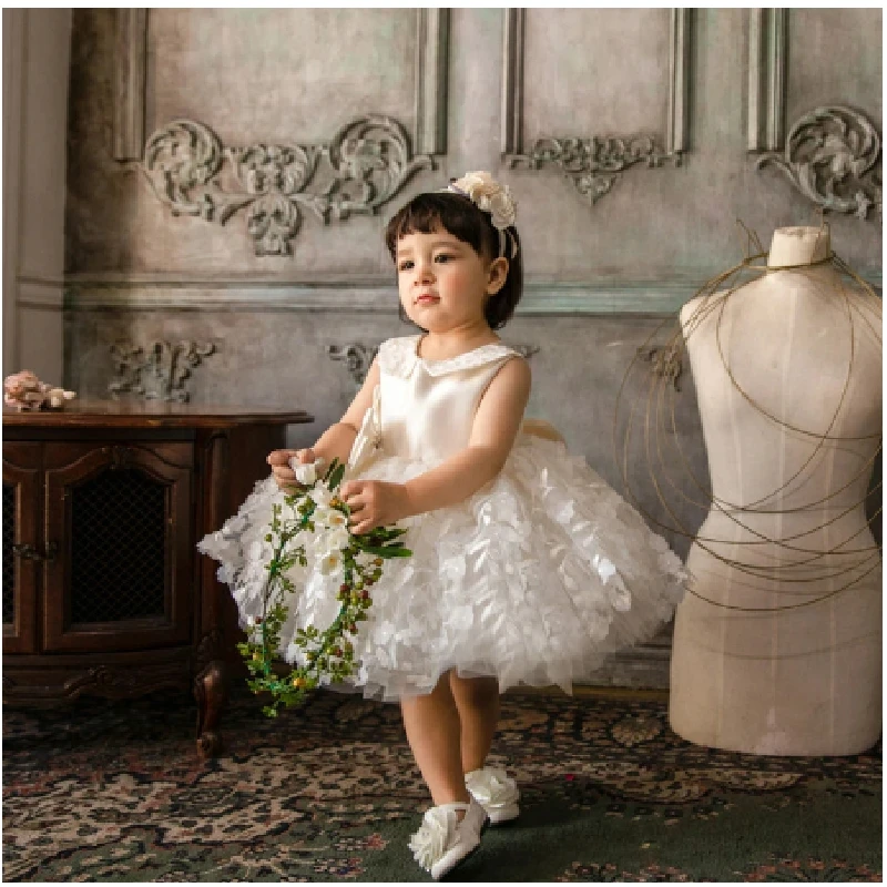 

2023 children's Dress Flower Girl Chic Wedding Sleeveless Round Neck New Birthday Party Darling Birthday Gown Graduation