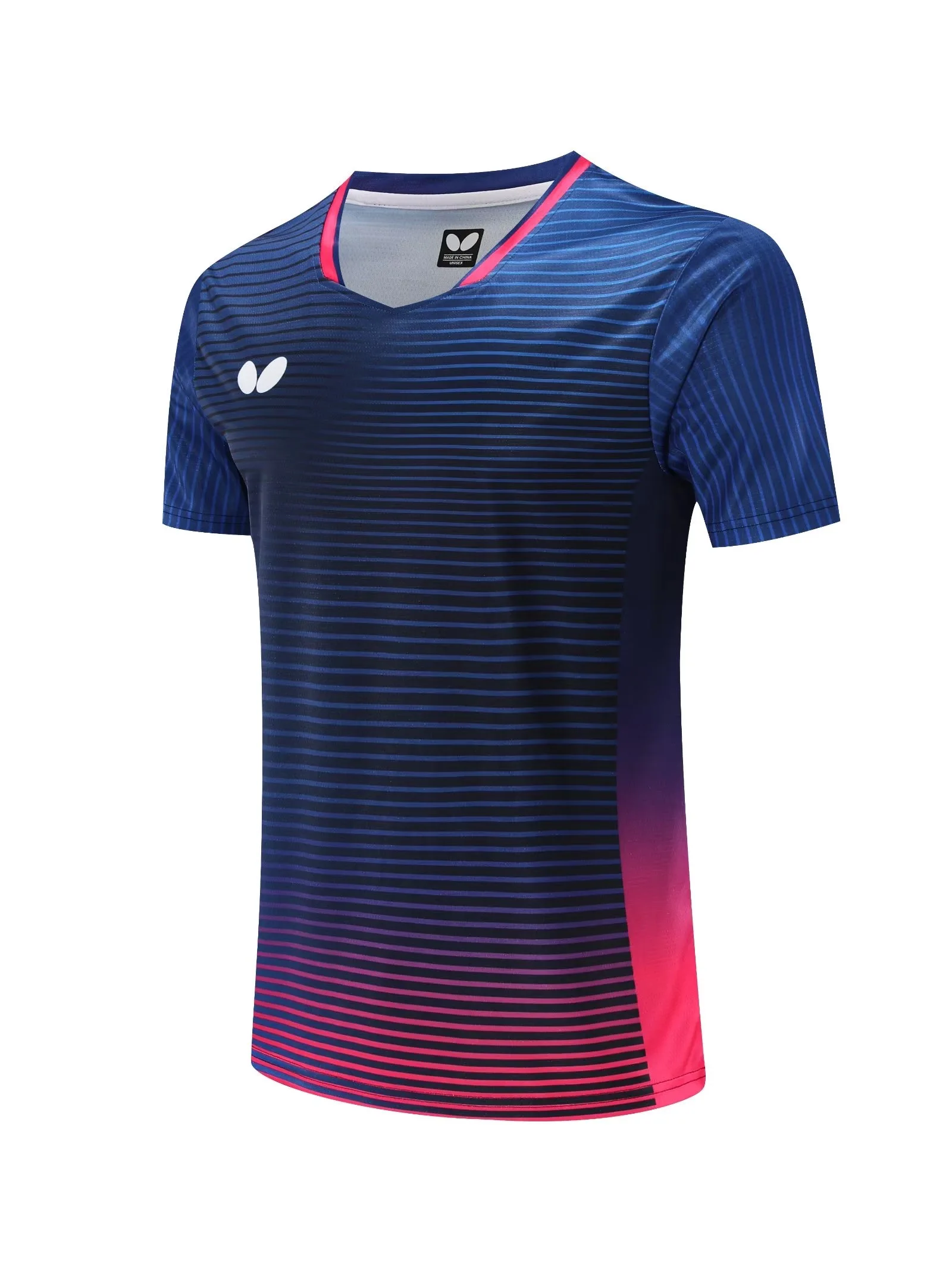 Custom butterfly table tennis T-shirt for men and women Quick drying round neck breathable badminton T-shirt can be printed LOGO