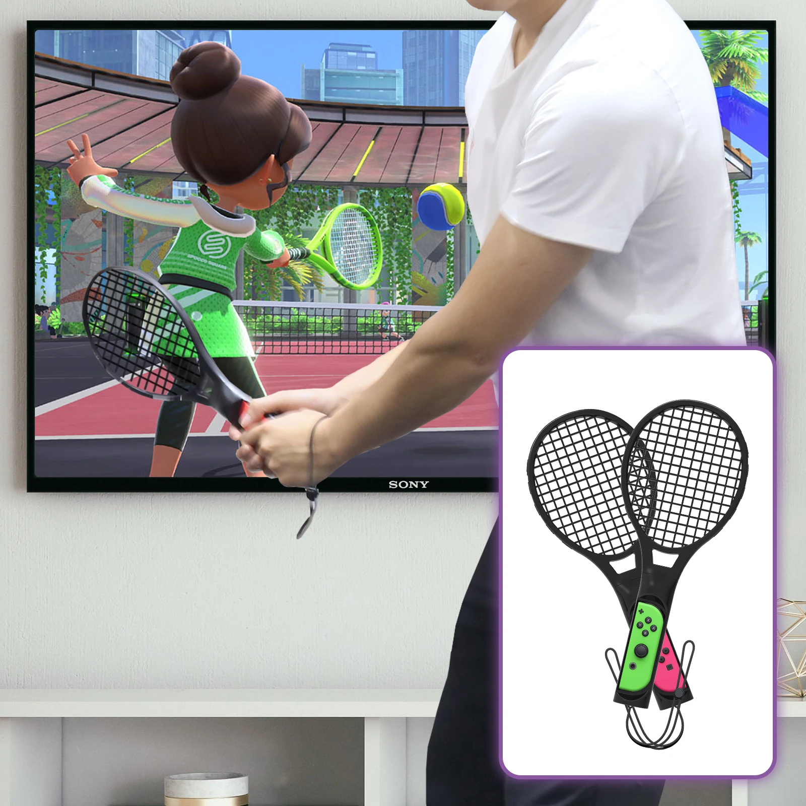 12 in 1 Game Motion for Nintendo Switch Sports Include Comfort Grip Tennis  Racket Golf Club Sword Leg Strap Arm Wrist Band