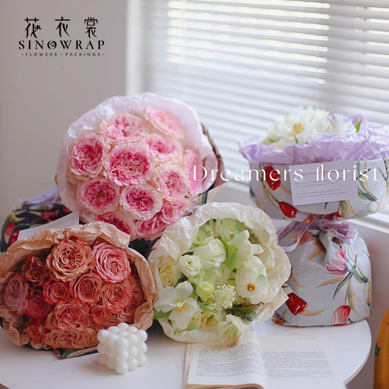 SINOWRAP Floral Wrapping Paper Plastic Double-sided Texture Florist Flower  Waterproof Wrapping Paper For Flower Bouquet Bestsell