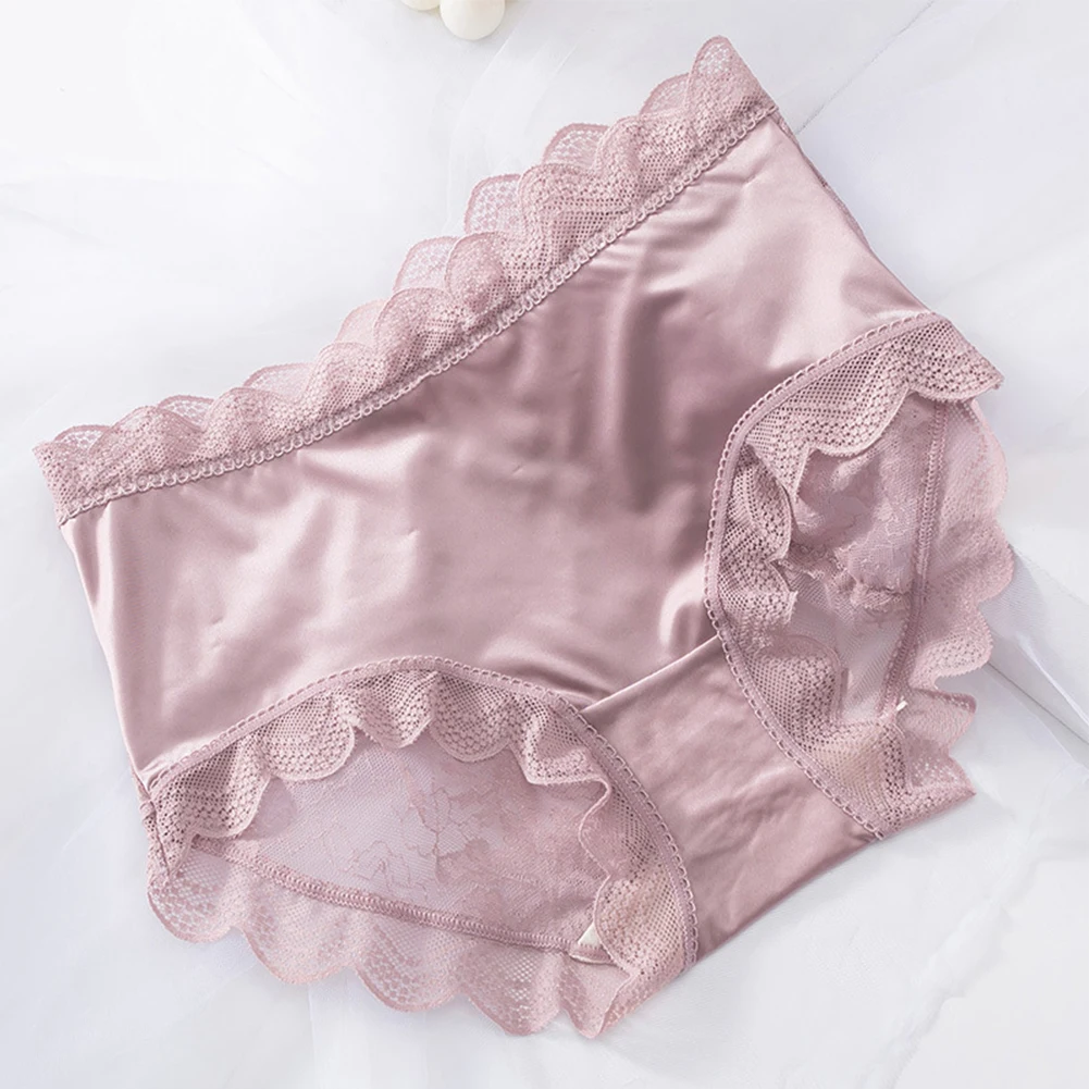 

Sexy Women Briefs Oil Shiny Lace Panties Satin Smooth Underwear Ultra-thin Transparent Thong Breath Comfort Underpants