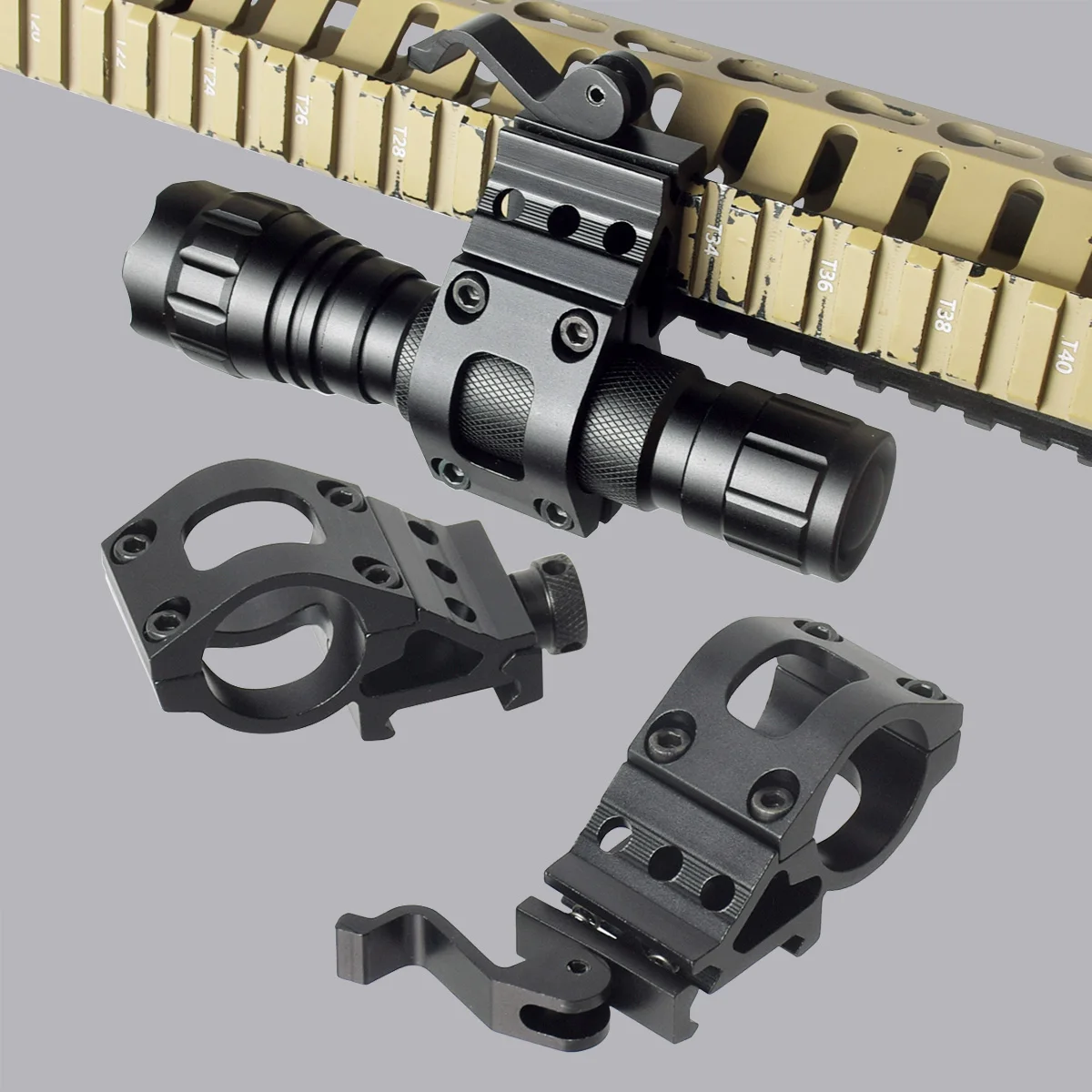

Tactical 25.4mm Quick Release Offset Flashlight Scope Mount 20mm Picatinny Rail 45 Degree Sight Mount Hunting Accessories