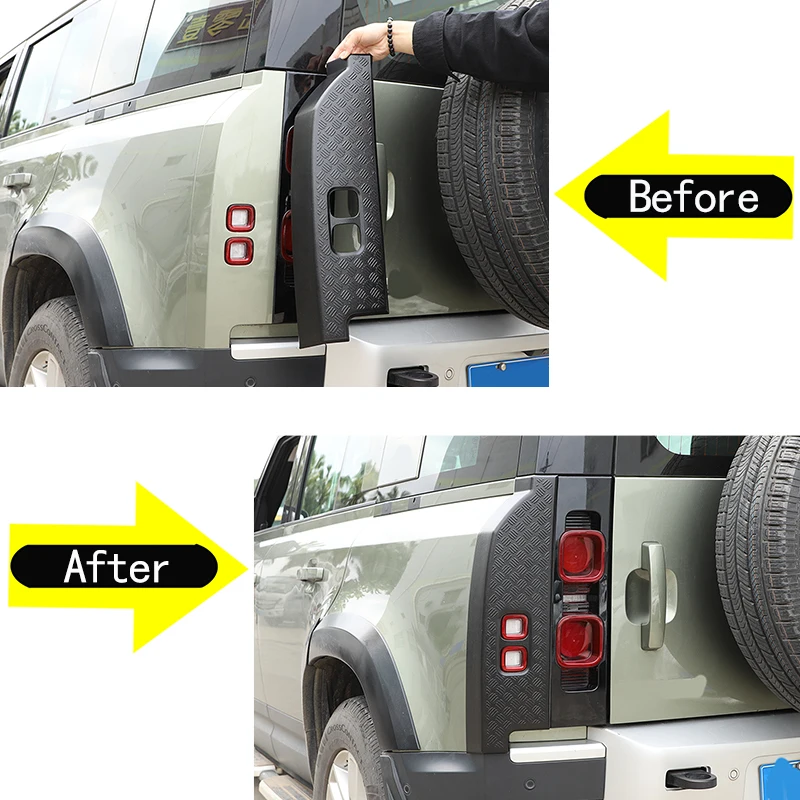 

For Land Rover Defender 110 2020-2023 ABS Bright Black Car Tail Light Indicator Protection Plate Stickers Car Accessories