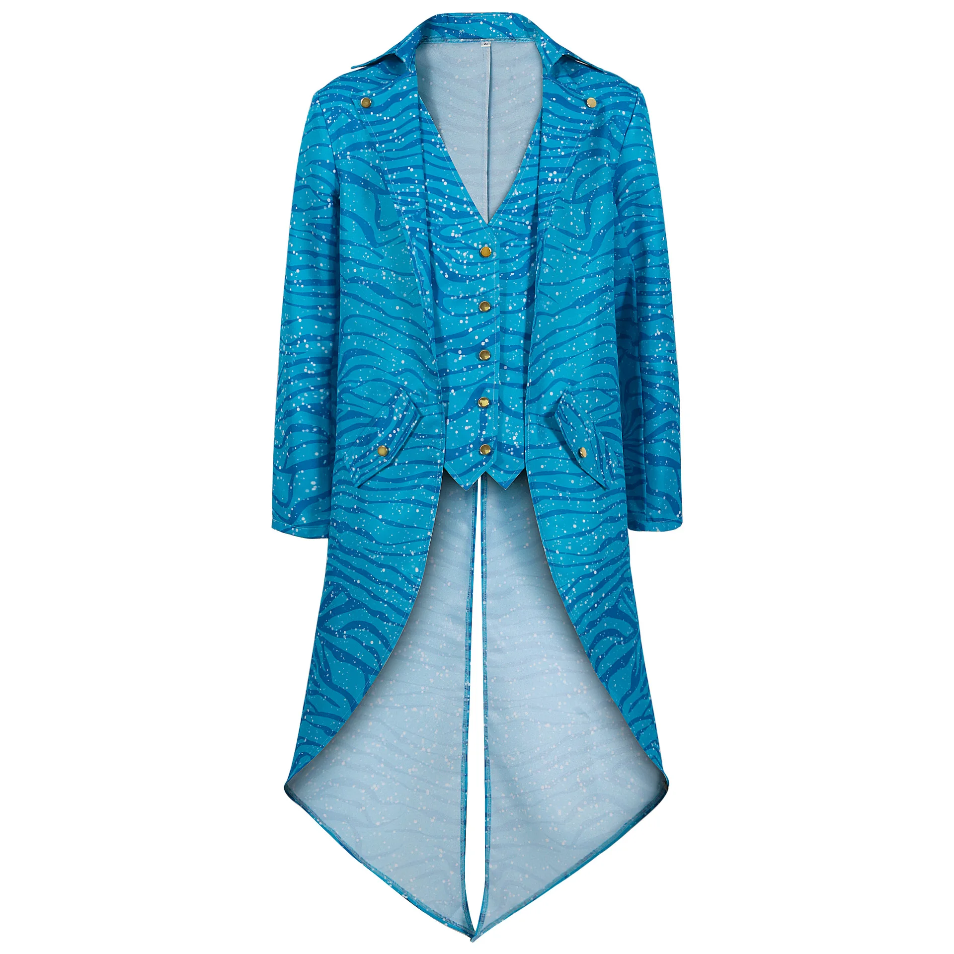 Mens Gothic Medieval Tailcoat Jacket Men Halloween Party Stage Blue Cosplay Costumes Jackets Victorian Frock Coat Uniform 4XL