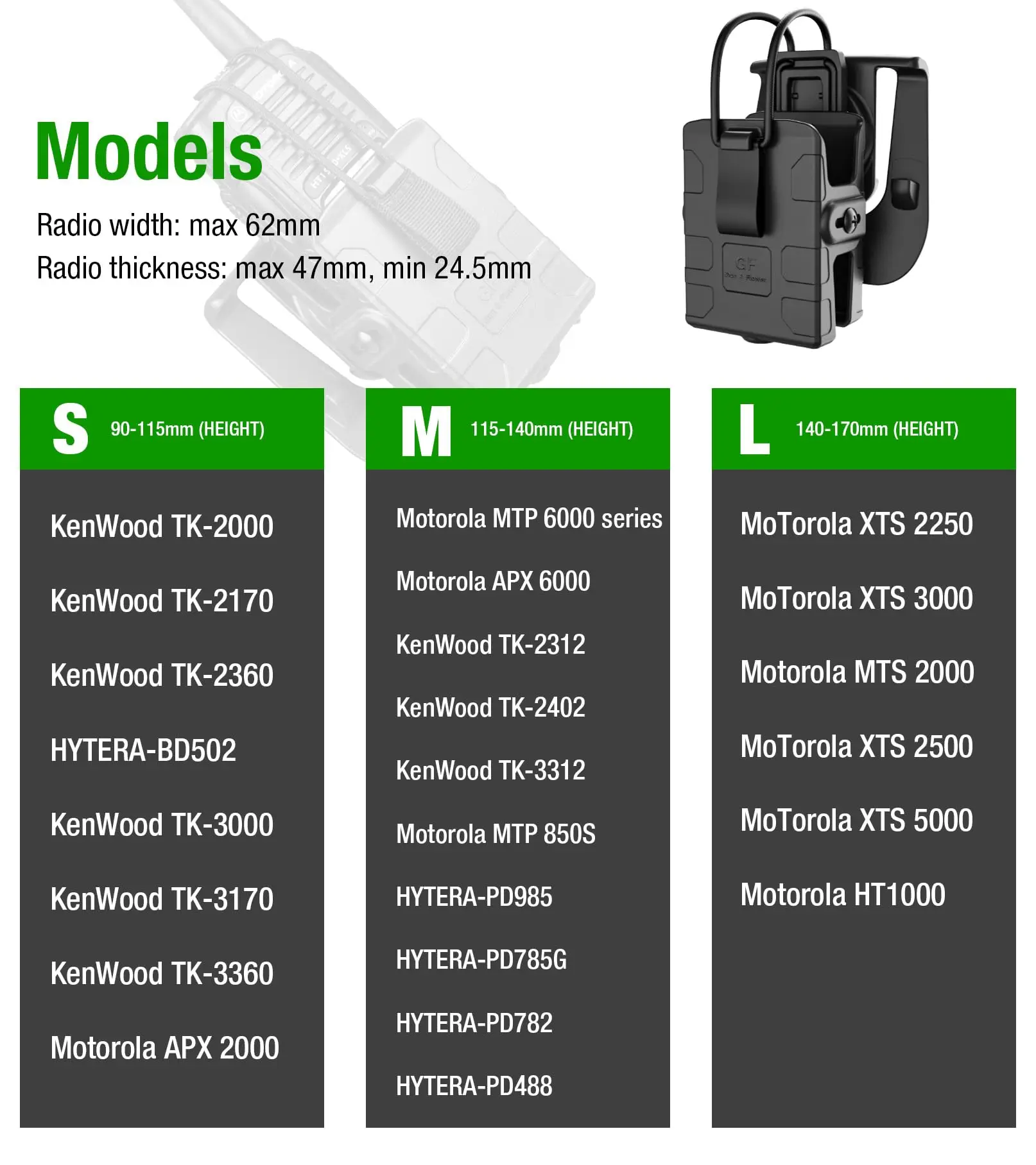 Radio Holster Two-Way Walkie Talkies Radio Pouch Motorola Kenwood HYTERA Law Accessories Adjustable 1 Pack
