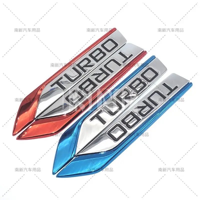 

2 x Car Styling Turbo Logo Body Fender Side Metal Chrome Zinc Alloy Knife Side 3D Adhesive Emblems Badges Decals