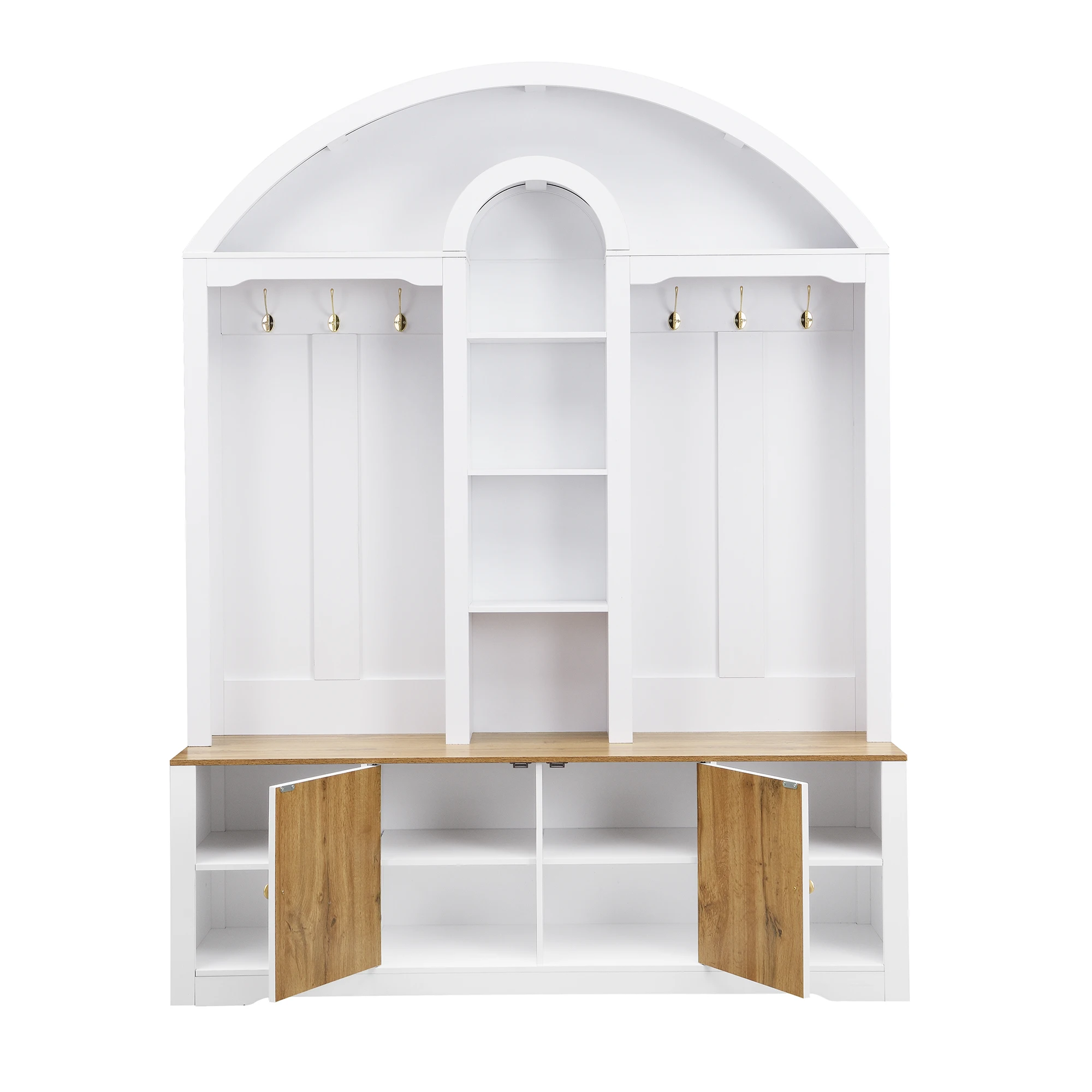 Multifunktionaler Kleiderschrank/Eingangsbereichsschrank mit Schuhregal, Regalen und Haken. Kleiderschrank – ein Kleiderschrank aus robustem MDF mit – Detail 24