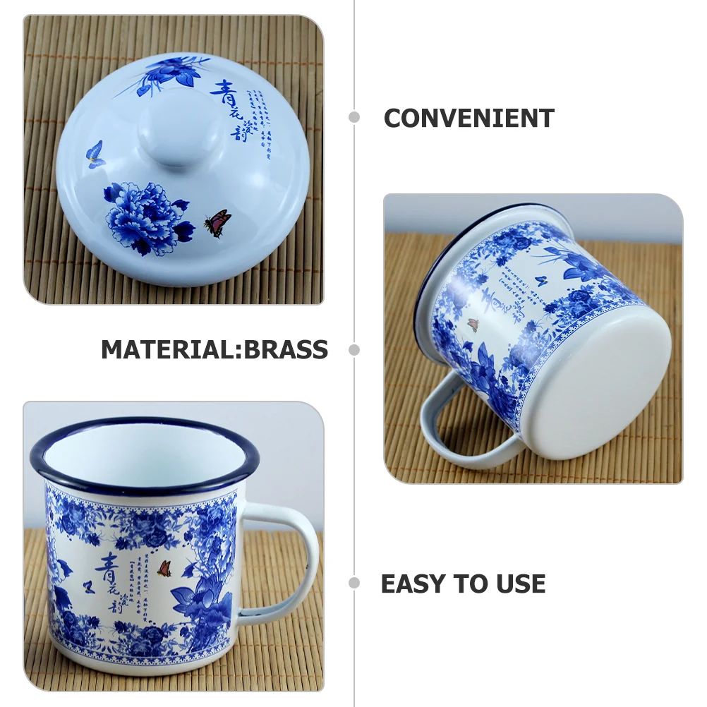 

Enamel Mug Enamel Camping Coffee Mug Reusable Enamel Blue And White Porcelain Cup