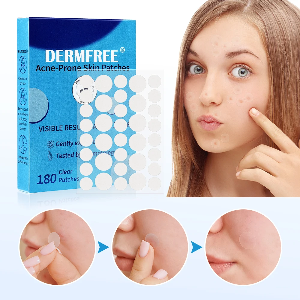 180pcs Invisible Acne Patches Pimple Removal Patches Hydrocolloid  for All Skin Types Face Zit Blemish Spot Treatment Stickers