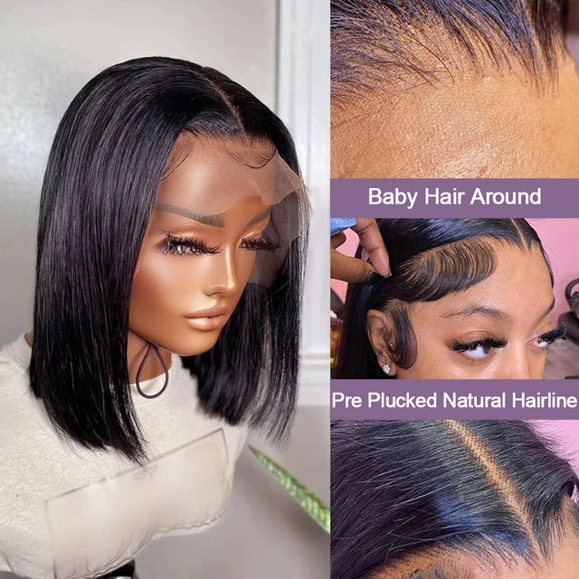 Bob Wig Human Hair 100 Hd 13x6 Lace Front Frontal Short Bob Bone Straight Wigs Side multi Parting 13x4 Glueless Wear And Go 2