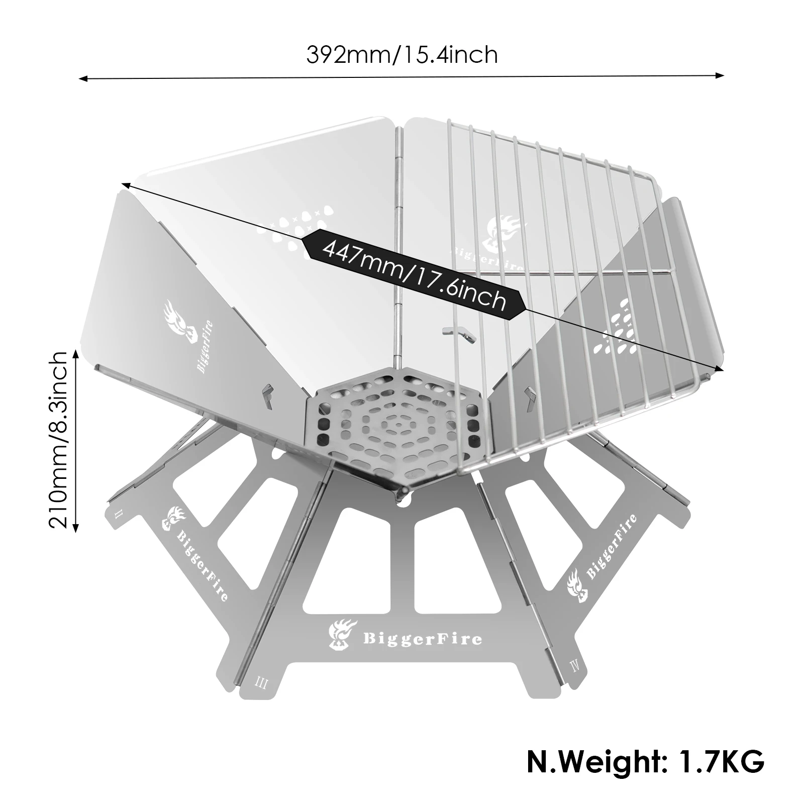 Portable Folding Camping Bonfire Fire Pit Stainless Steel Mini Firepit Grill Outdoor Cooking BBQ Fire Pit