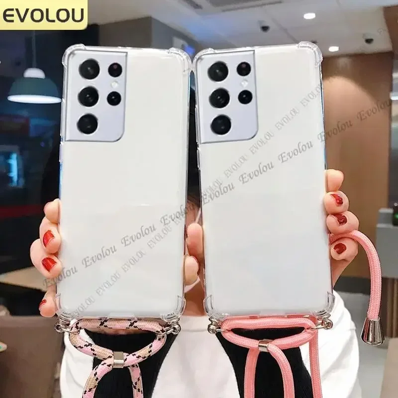 Shockproof Silicone Crossbody Necklace Transparent Phone Case