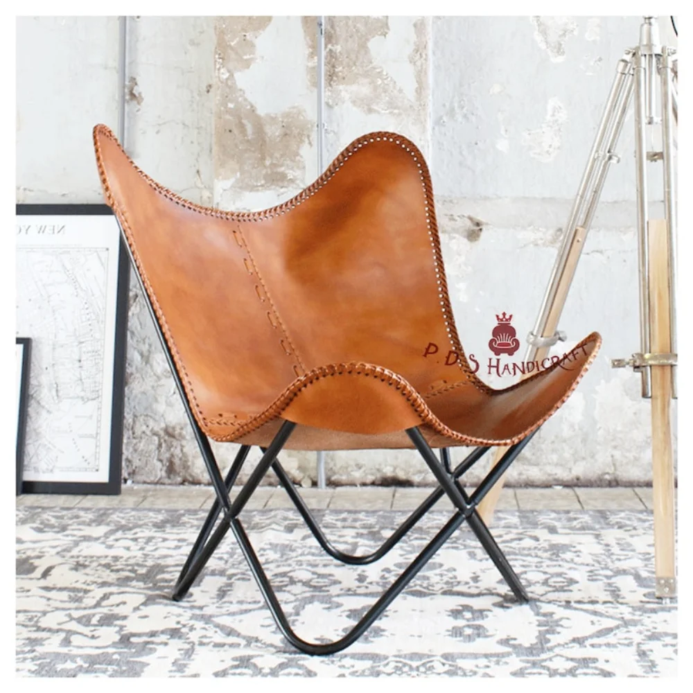 

Handmade Genuine Leather Butterfly Chair, Living room chair, Folding chair, Home Decor, for Him/Her, Gifts For Mom