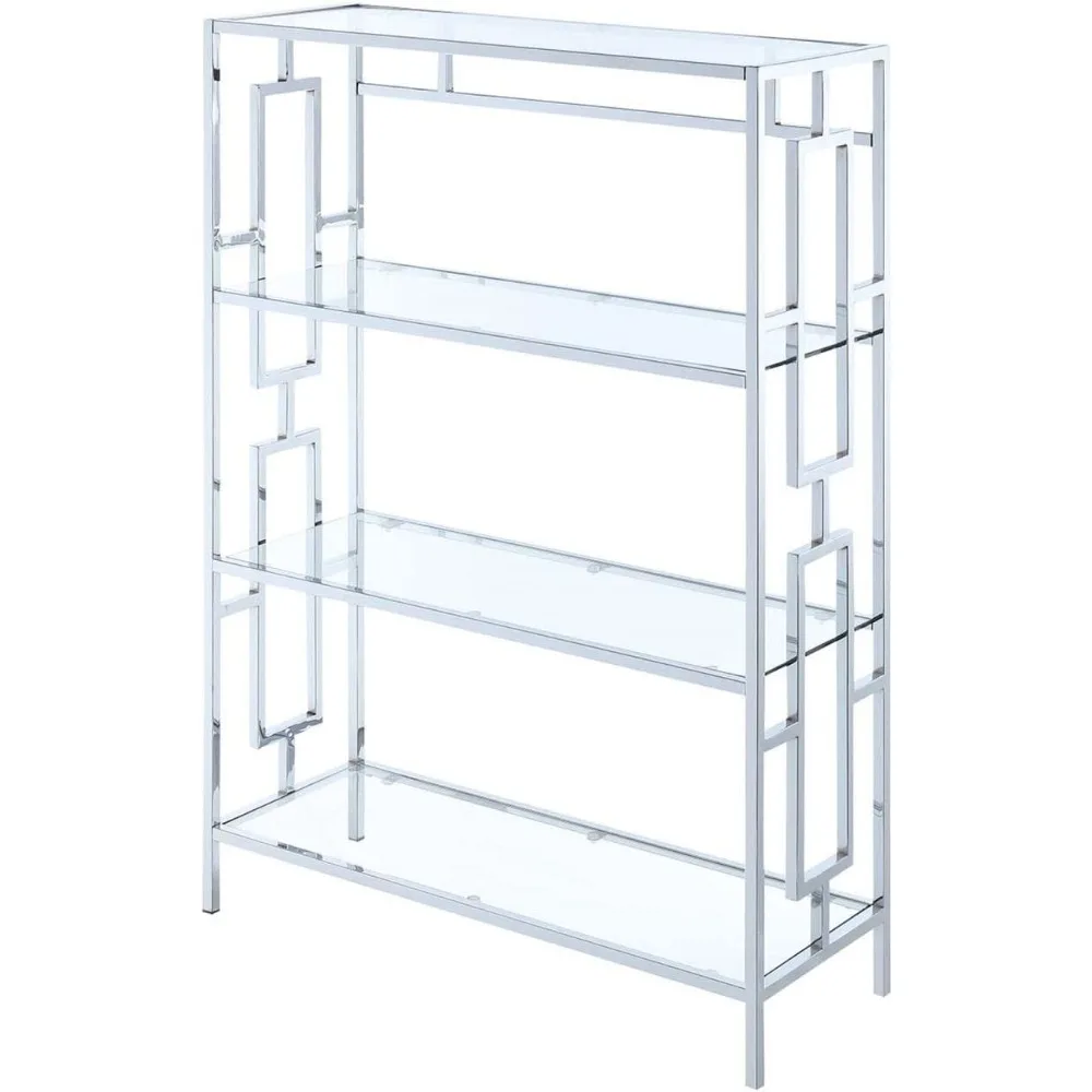 

Town Square Chrome 4 Tier Bookcase, Clear Glass / Chrome Frame