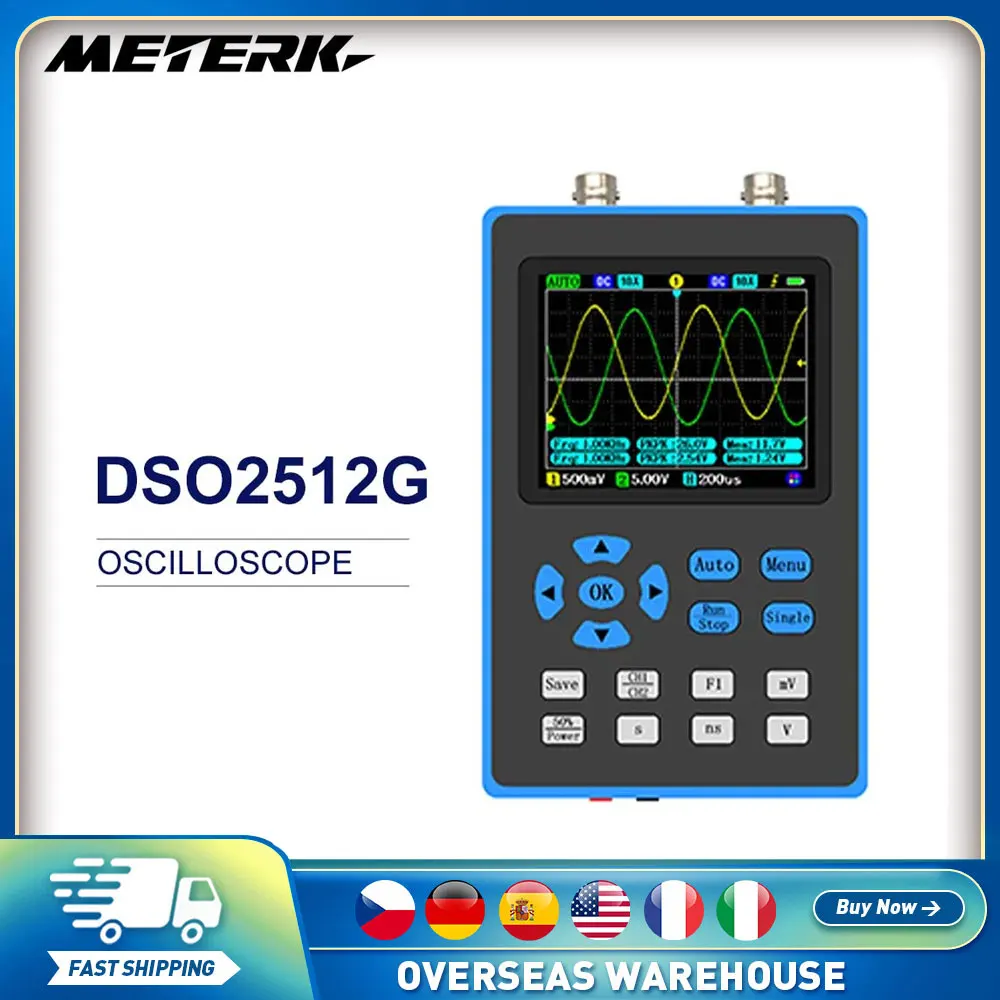 

DSO2512G 120M Bandwidth 500MSa/s 2 In 1 Dual Channel Oscilloscope 10mV Minimum Vertical Sensitivity FFT Spectrum Analysis