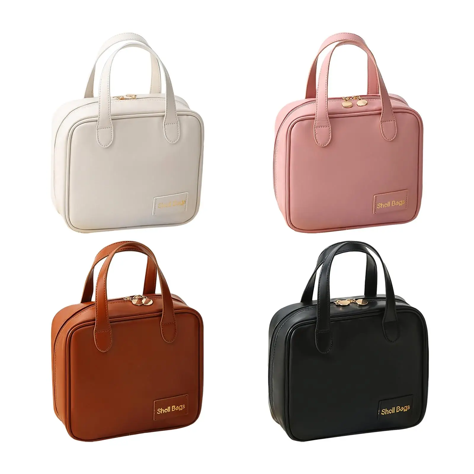 

Waterproof Travel Toiletry Bag Multipurpose PU Leather Lightweight with Handle for Wedding Home Daily Use Camping Hotel Hiking