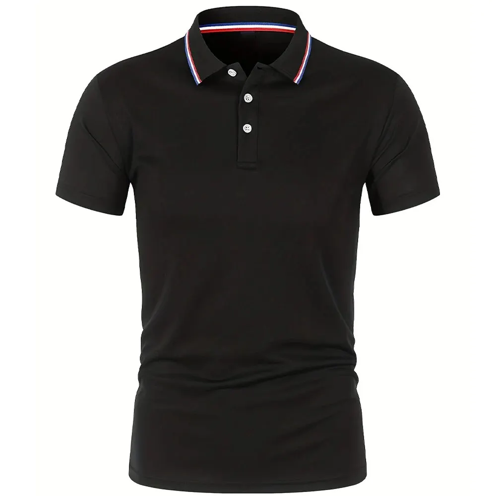 Camiseta Polo Informal de Verano para Hombre, Transpirable y Cómoda, de Color Sólido, de Alta Calidad, de Manga Corta, Gran Venta 2025