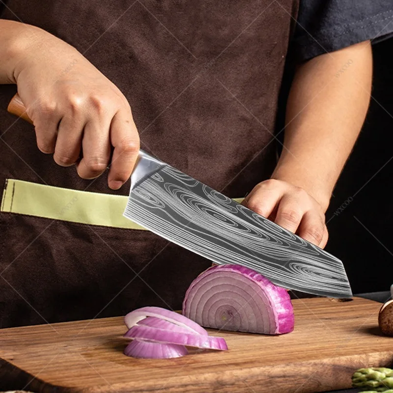 Japanese Kitchen Knives Stainless Steel Fish Fillet Meat Cleaver Chef Knife Sushi Knife Slicing Santoku Knife Cooking Tools