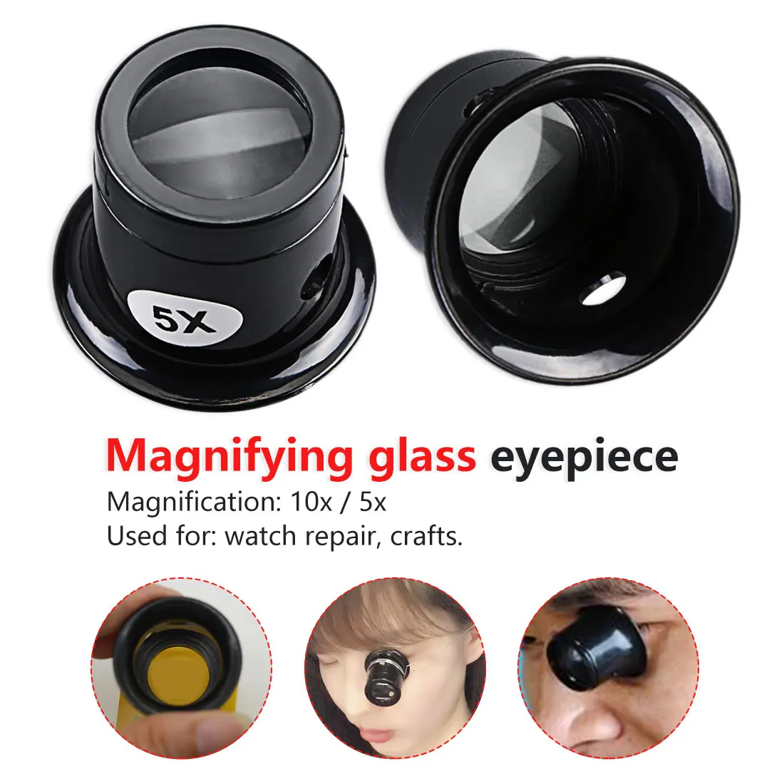 

1Pcs Portable 5X 10X Monocular Magnifier Loupe Lens Jeweler Watch Magnifier Tool Eye Magnifier Len Repair Kit Tool Helping Hands