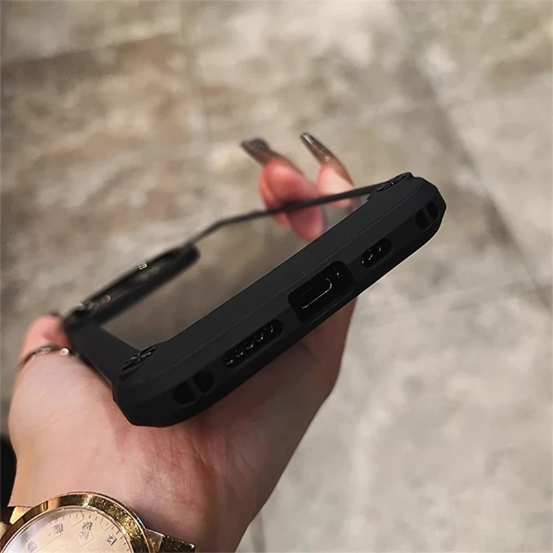 Shockproof Armor Clear Phone Case with Transparent Acrylic and Metal Button Hard Bumper Cover