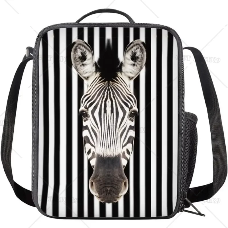 

Изолированный Ланч-бокс с забавным принтом зебры и собаки, многоразовый портативный охлаждающий Ланч-бокс бенто для детей, женщин, мужчин, мальчиков, девочек, школьная дорожка